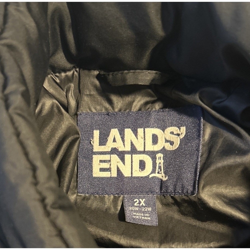 Lands' End Jacket Womens Black Puffer Down Full Zip Pockets Plus 2X 20W - 22W - Picture 4 of 14